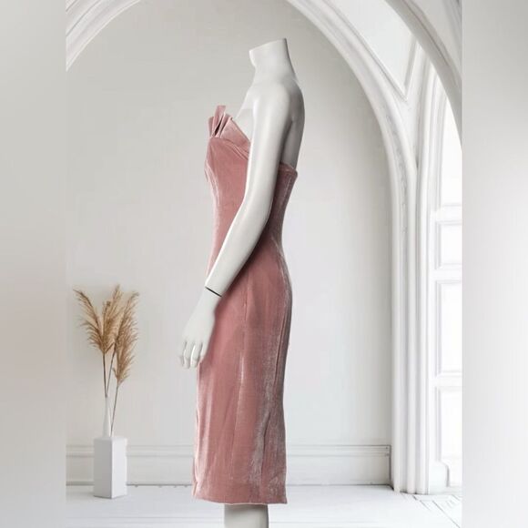 cinq à sept Mauve Strapless Velvet Dress Size 0 - Picture 3 of 7